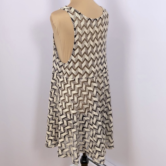 Free People Dizzy Daydream Sleeveless Chevron Knit Fit Flare Mini Dress Size M - Picture 6 of 13